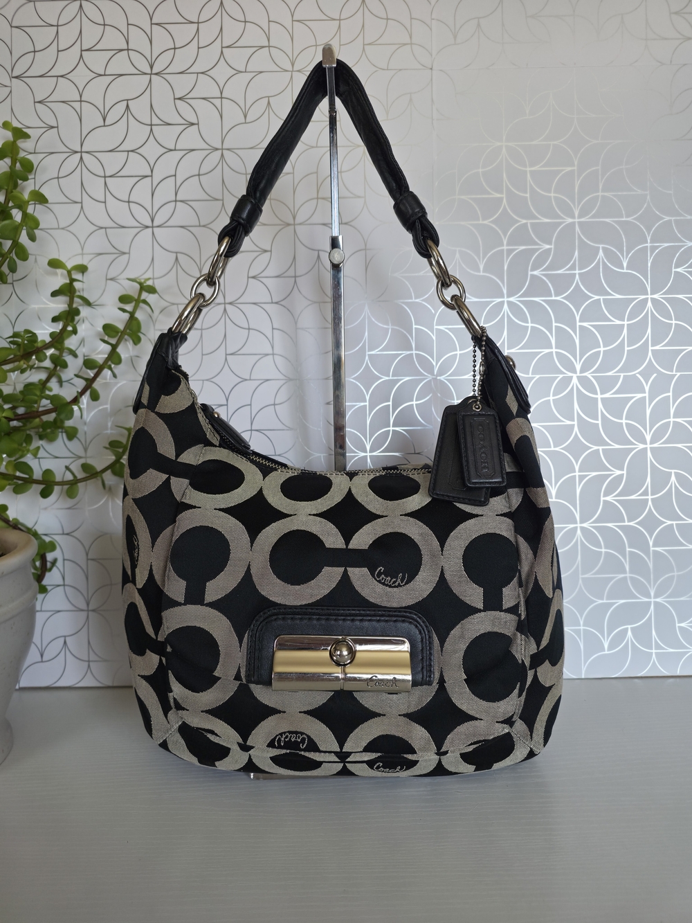 Coach Kristin Signature Op Art Hobo Bag